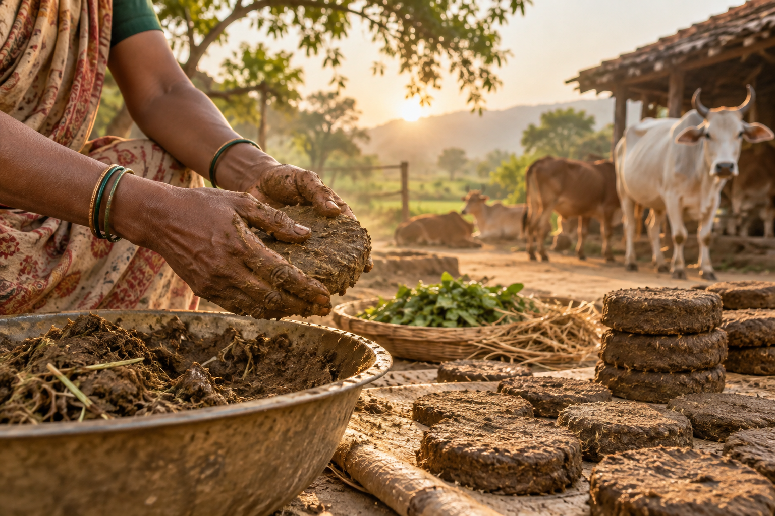 Desi cows and artisan work
